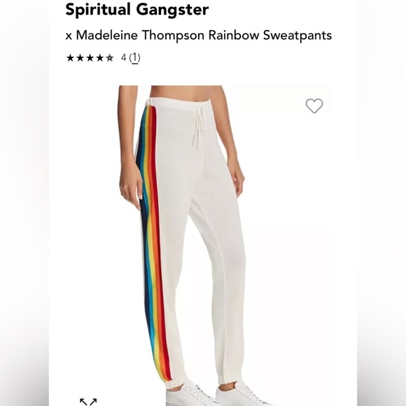 SPIRITUAL GANGSTER X MADELEINE THOMPSON RAINBOW STRIPED TERRY JOGGERS - Picture 4 of 12